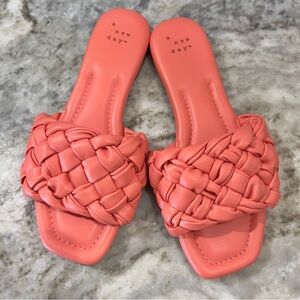 A New Day Carissa Woven Mule Slide Sandal Melon Pink Size 6